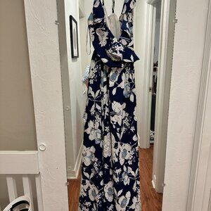 Francesca's Blue and White Floral Maxi Dress